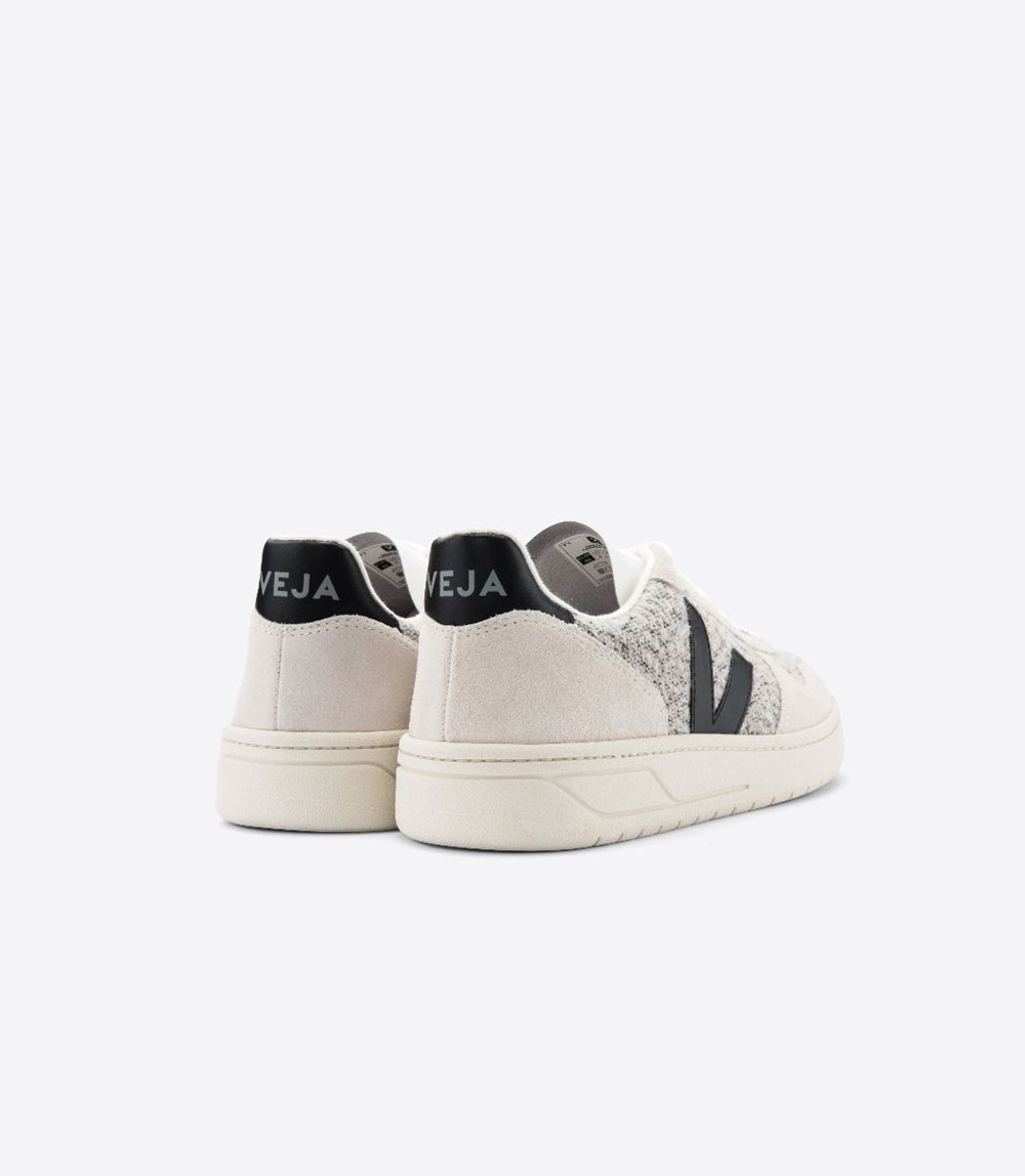 Veja Trainers Mens Black - V-10 Flannel Snow - FNQA-94730